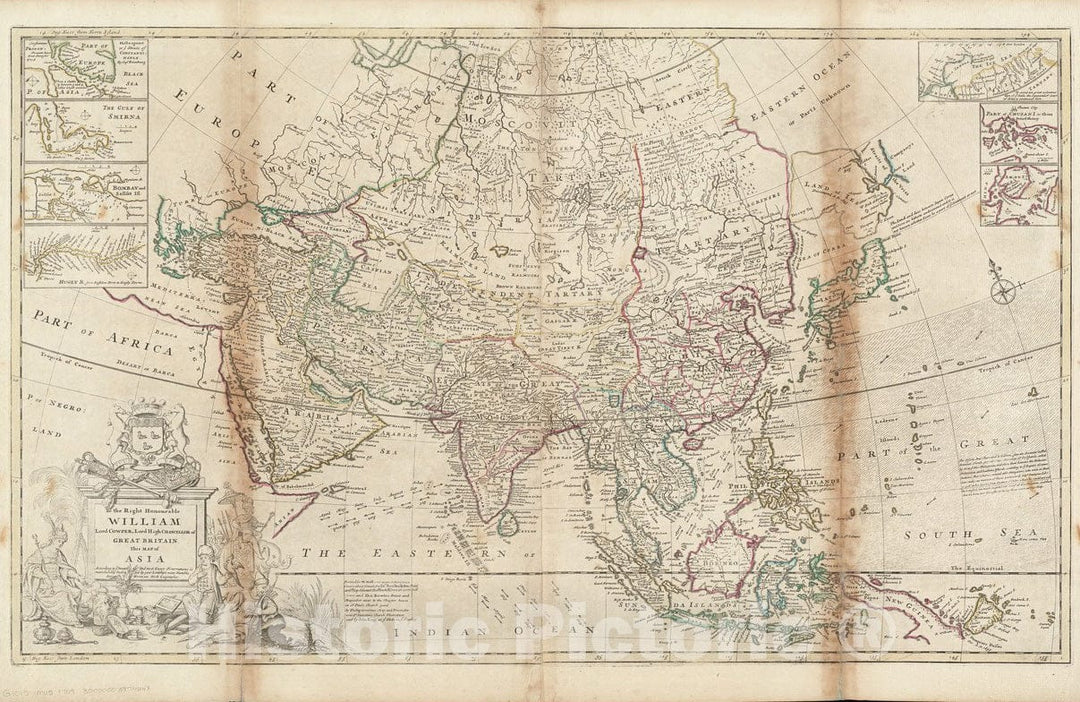 Historical Map, 1710-1719 to The Right Honourable William, Lord Cowper, Lord High Chancellor of Great Britain, This map of Asia : According to ye Newest, Vintage Wall Art