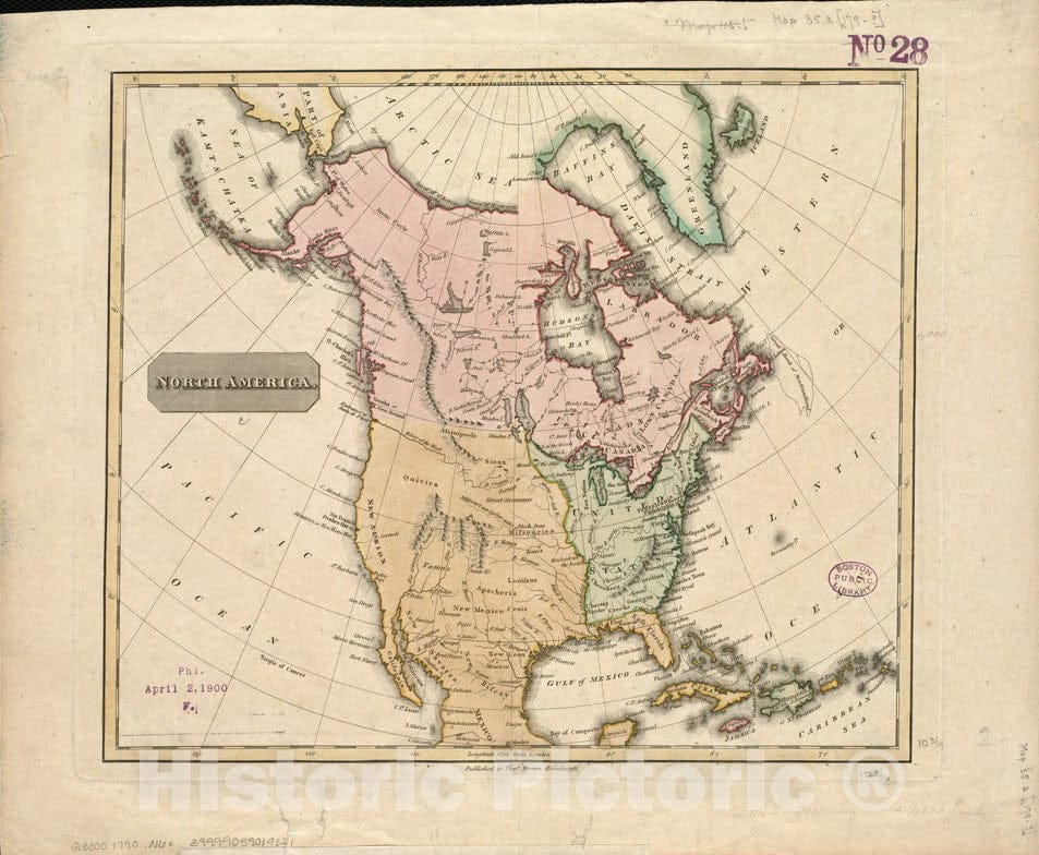 Historical Map, 1790-1799 North America, Vintage Wall Art