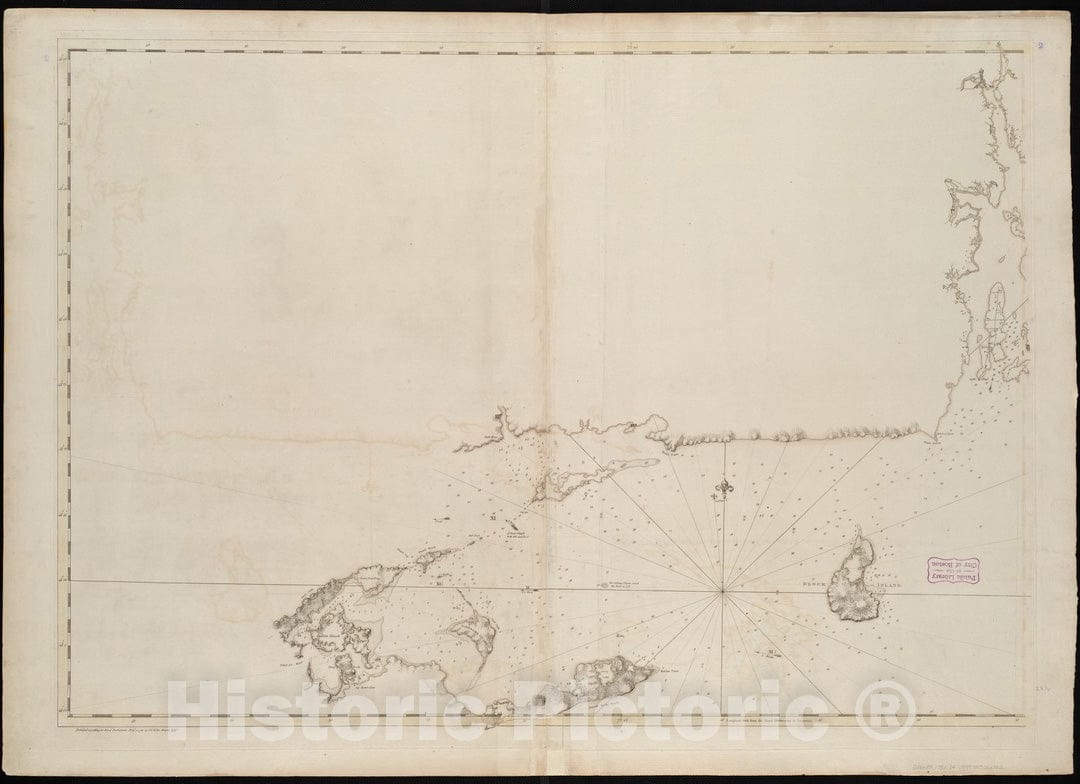 Historical Map, 1781 [Coast of Rhode Island and Long Island from Narragansett Bay to Peconic Bay], Vintage Wall Art