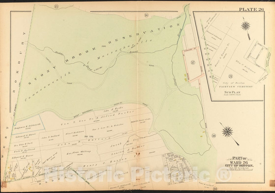 Historical Map, 1912 Atlas of The City of Boston, Ward 26, Hyde Park : Plate 26, Vintage Wall Art