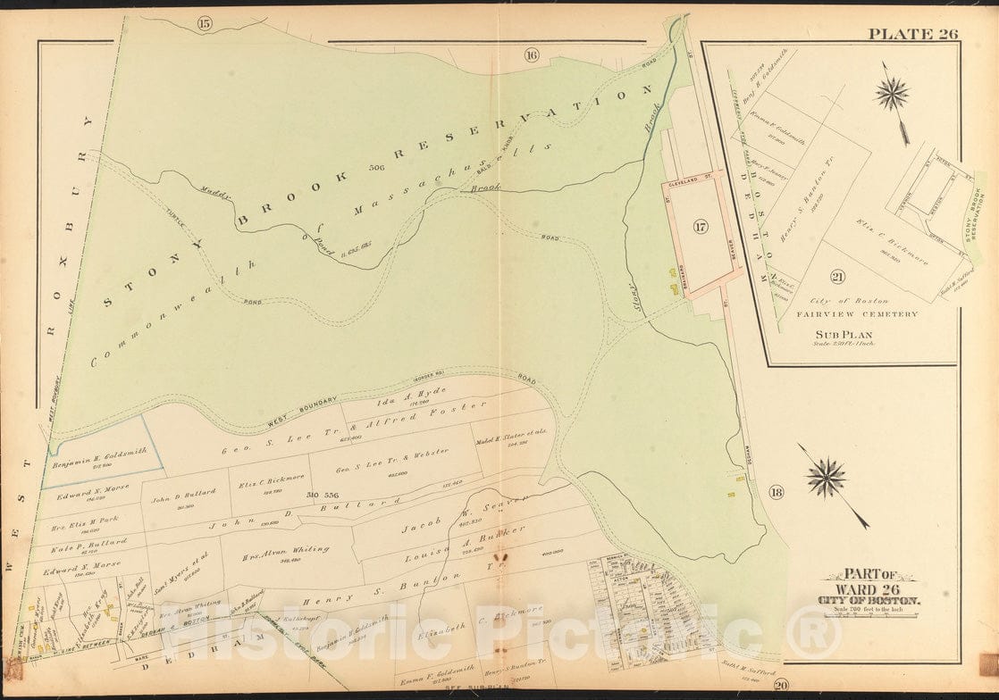 Historical Map, 1912 Atlas of The City of Boston, Ward 26, Hyde Park : Plate 26, Vintage Wall Art