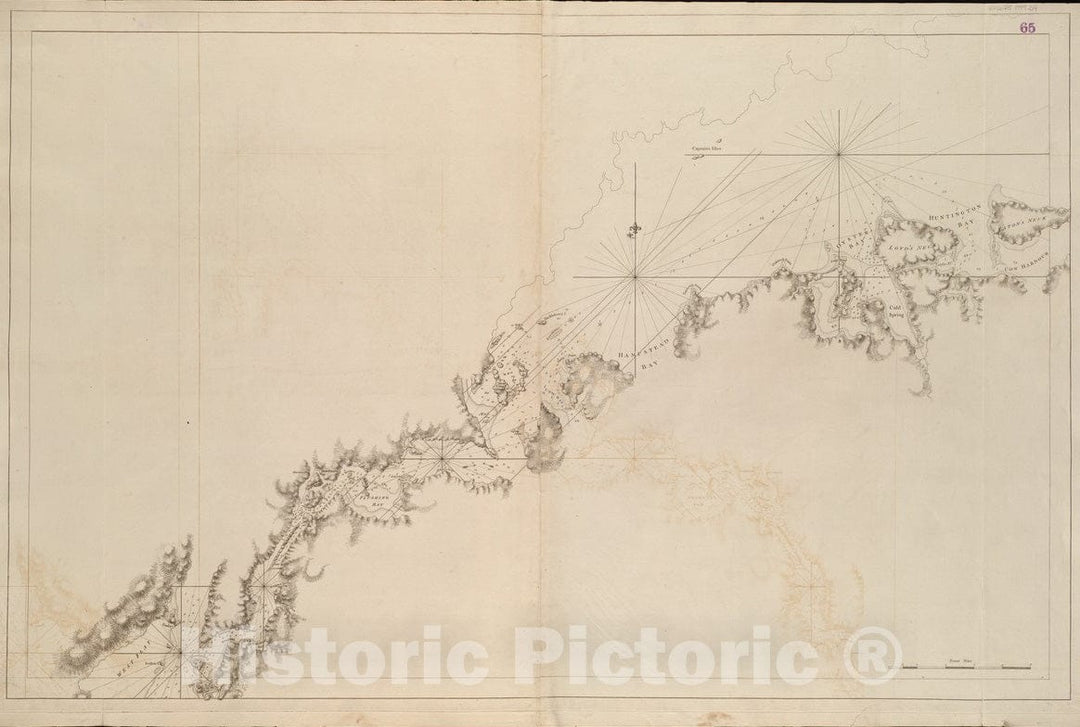 Historical Map, 1770-1779 [A Chart of New York Island & North River : East River, Passage Through Hell Gate, Flushing Bay, Hampstead Bay, Oyster, Huntington Bay, Cow, Vintage Wall Art