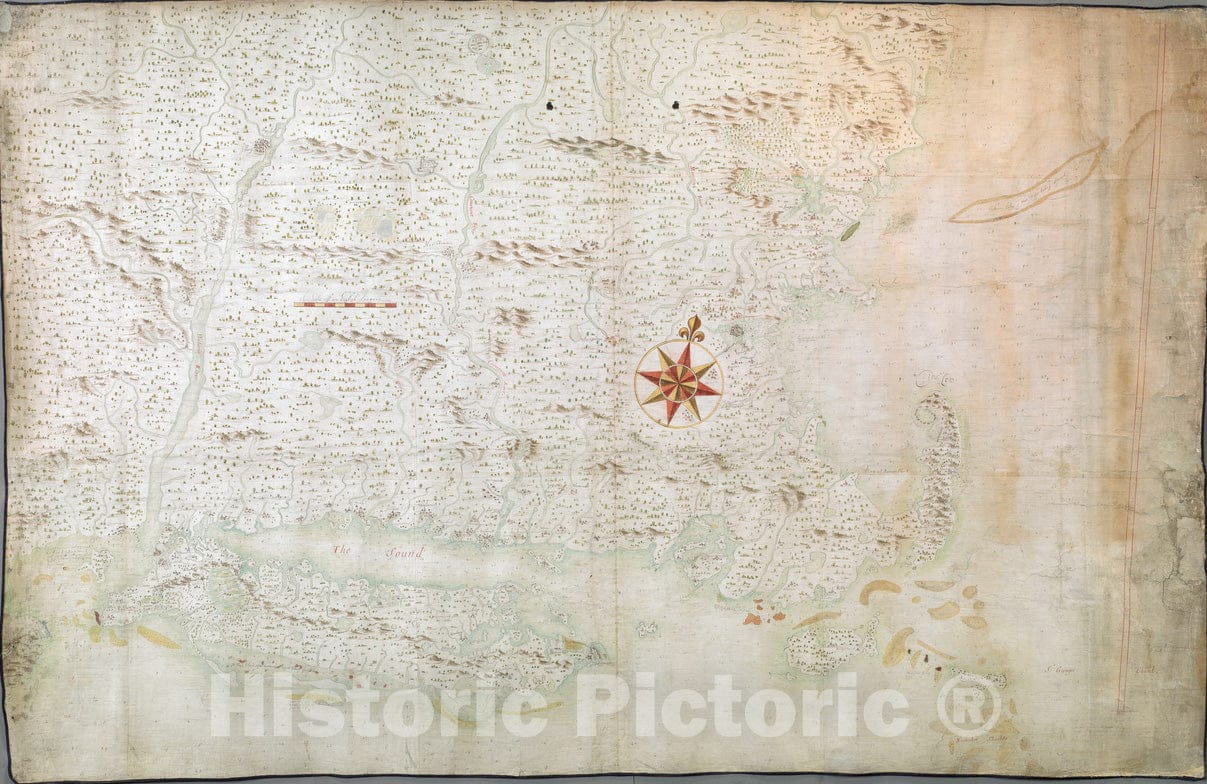 Historical Map, ca. 1760 [A map of New England from Sandy Point in The South to The Saco River in The North], Vintage Wall Art