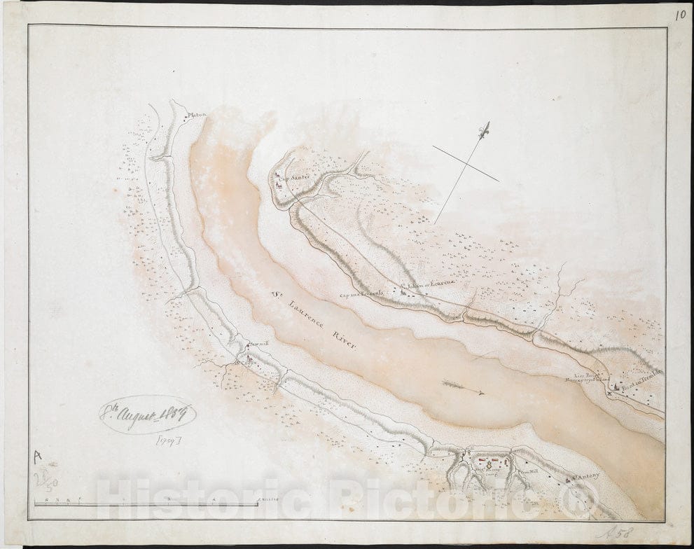 Historical Map, 1759-1760 [Chart of The Saint Lawrence River], Vintage Wall Art