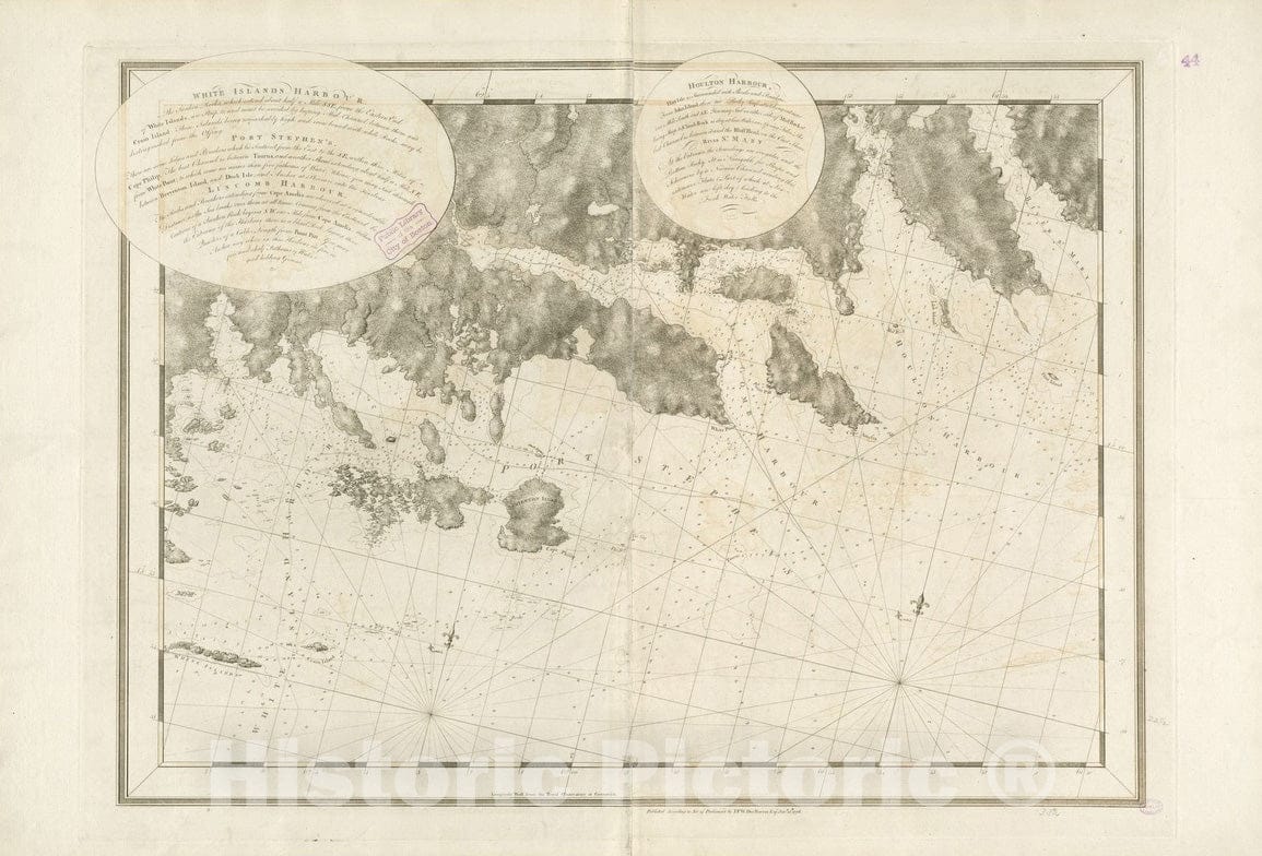 Historical Map, 1776 White Islands Harbour : Port Stephen's ; Liscomb Harbour ; Houlton Harbour ; River St. Mary, Vintage Wall Art