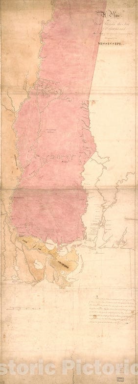 Historical Map, ca. 1763 A Plan of West Florida, The Isle of Orleans, and Some Parts of The Spanish dominions to The Westward of The Mississipi, Vintage Wall Art