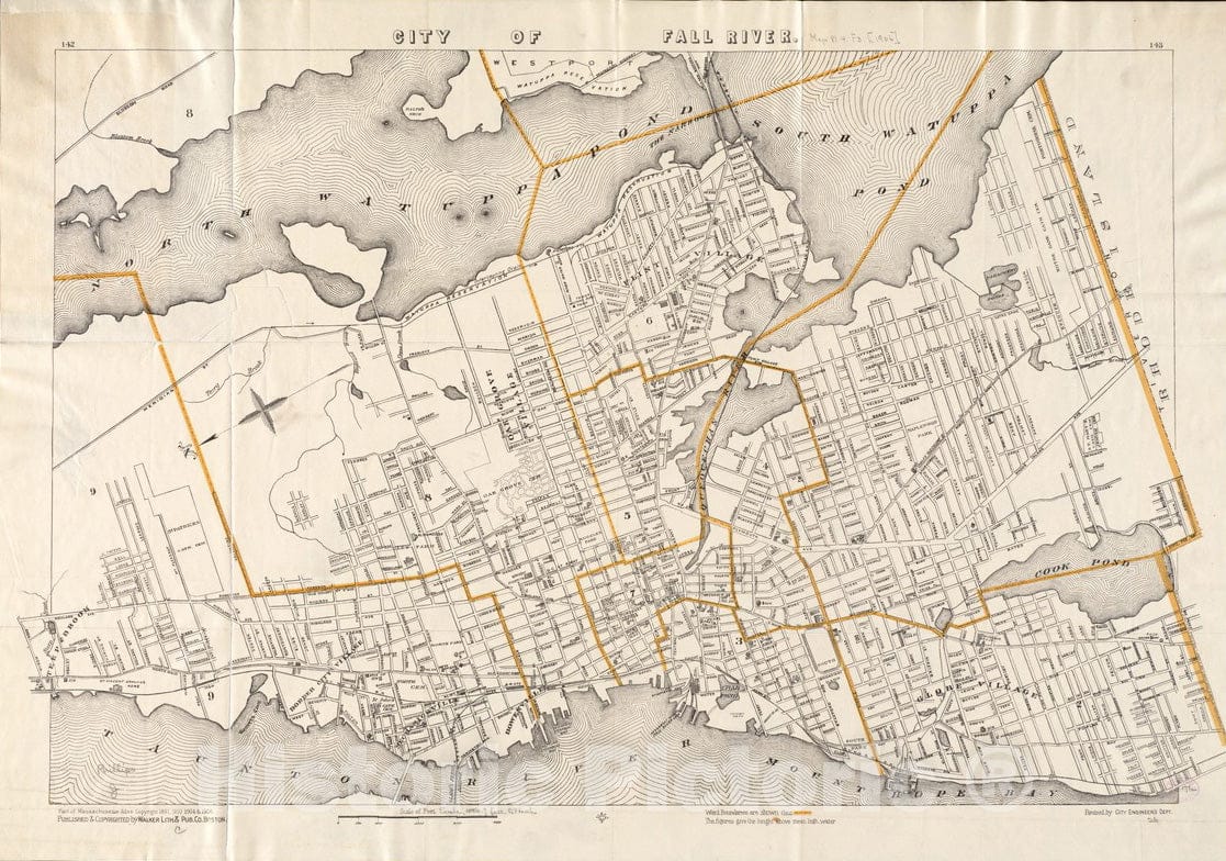 Historical Map, 1906 City of Fall River, Vintage Wall Art