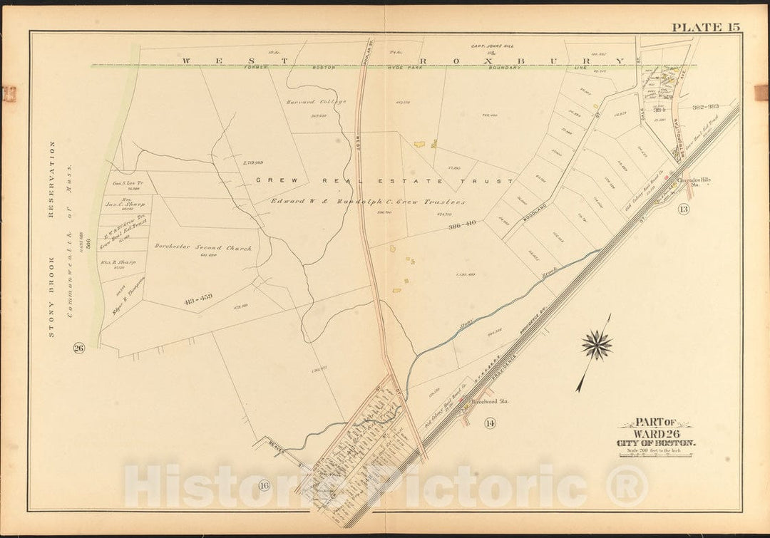 Historical Map, 1912 Atlas of The City of Boston, Ward 26, Hyde Park : Plate 15, Vintage Wall Art