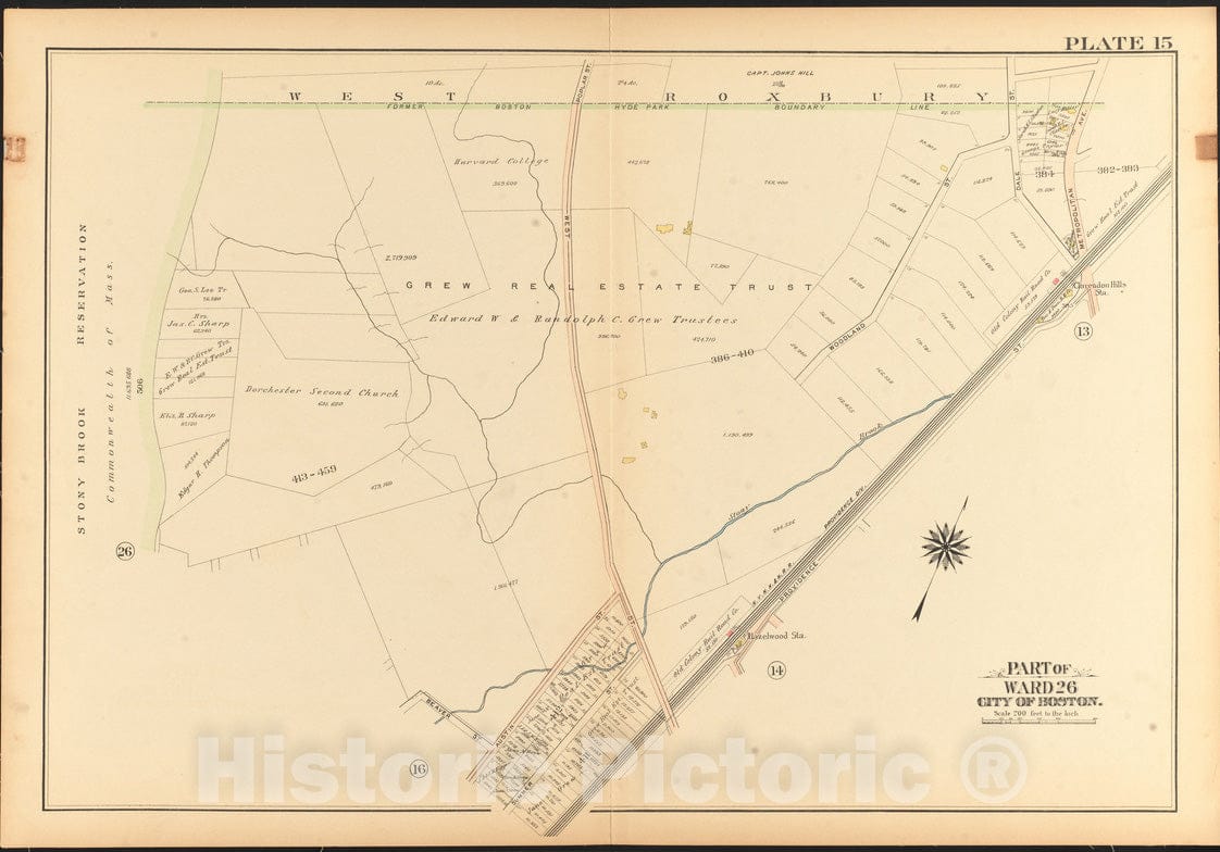 Historical Map, 1912 Atlas of The City of Boston, Ward 26, Hyde Park : Plate 15, Vintage Wall Art