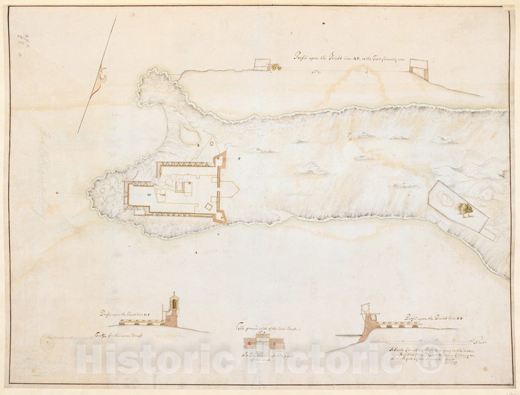 Historical Map, 1705 [Fort William and Mary on Piscataqua River], Vintage Wall Art