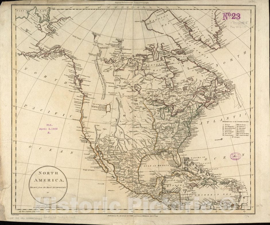 Historical Map, 1799 North America, drawn from the best authorities, Vintage Wall Art