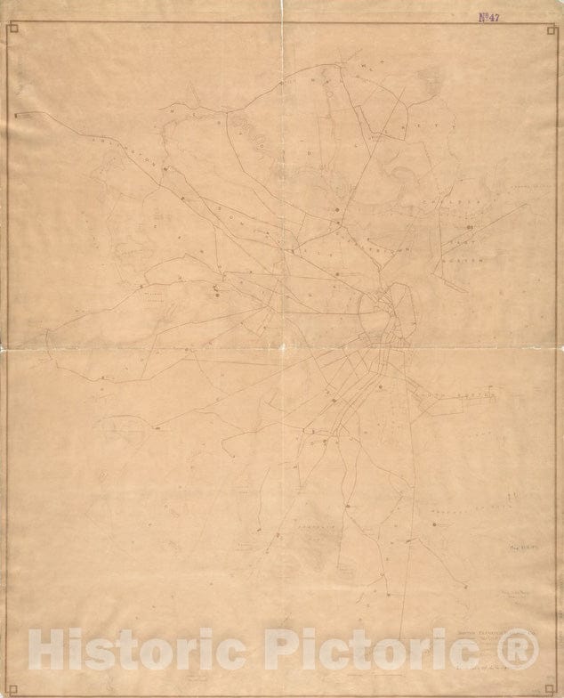 Historical Map, 1898 [Map of Boston, Showing Surface Lines, Proposed Elevated Lines, Connecting Surface Lines and Route of Subway, Vintage Wall Art