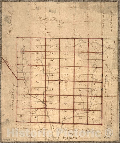 Historical Map, 1780-1789 The Above is a Plan of The Town of Cabot, State of Vermont, Vintage Wall Art