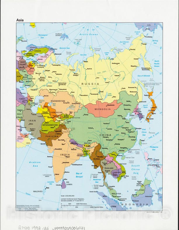 Historical Map, 1992 Asia, Vintage Wall Art