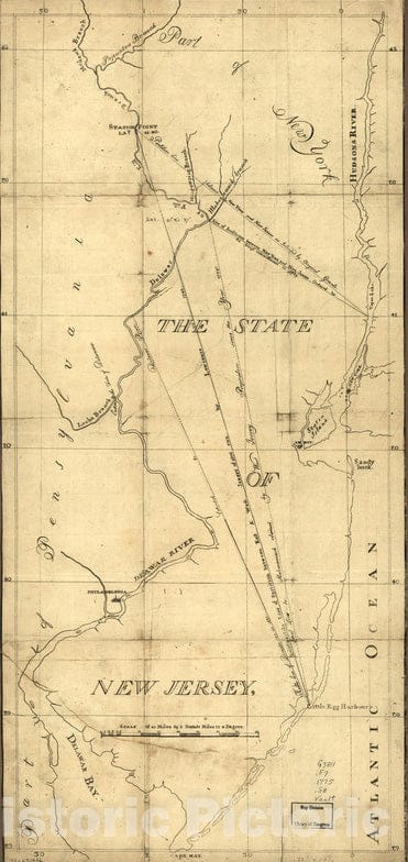 Historical Map, 1780-1789 The State of New Jersey, Vintage Wall Art