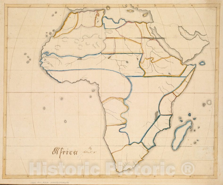 Historical Map, ca. 1821 Africa, Vintage Wall Art