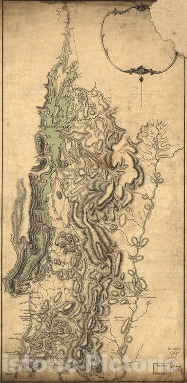 Historical Map, 1777 Lake Champlain and Lake George, and The Country Between The Hudson and The Lakes on The west, and Connecticut River on The East, Vintage Wall Art