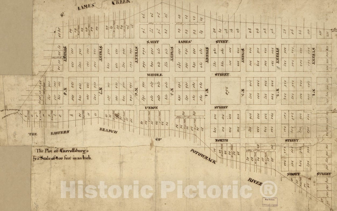 Historical Map, 1790-1799 The plot of Carroll'sburgh : [Part of Washington D.C.], Vintage Wall Art