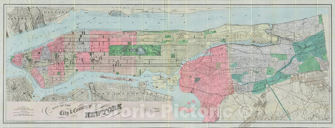 Historical Map, 1885 Map of The City & County of New York, Vintage Wall Art