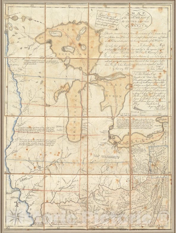 Historical Map, 1785 A map of The North west Parts of The United States of America, Vintage Wall Art