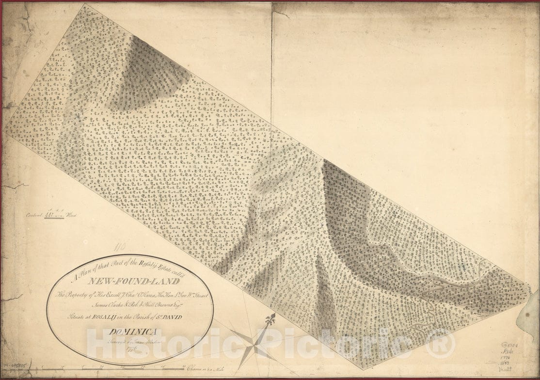 Historical Map, 1776 A Plan of That pof The Rosalij Estate call'd New-Found-Land : The Property of His Excellcy. Chas. O'Harra, The Hon. Lt. Gov. Wm. Stuart, Vintage Wall Art