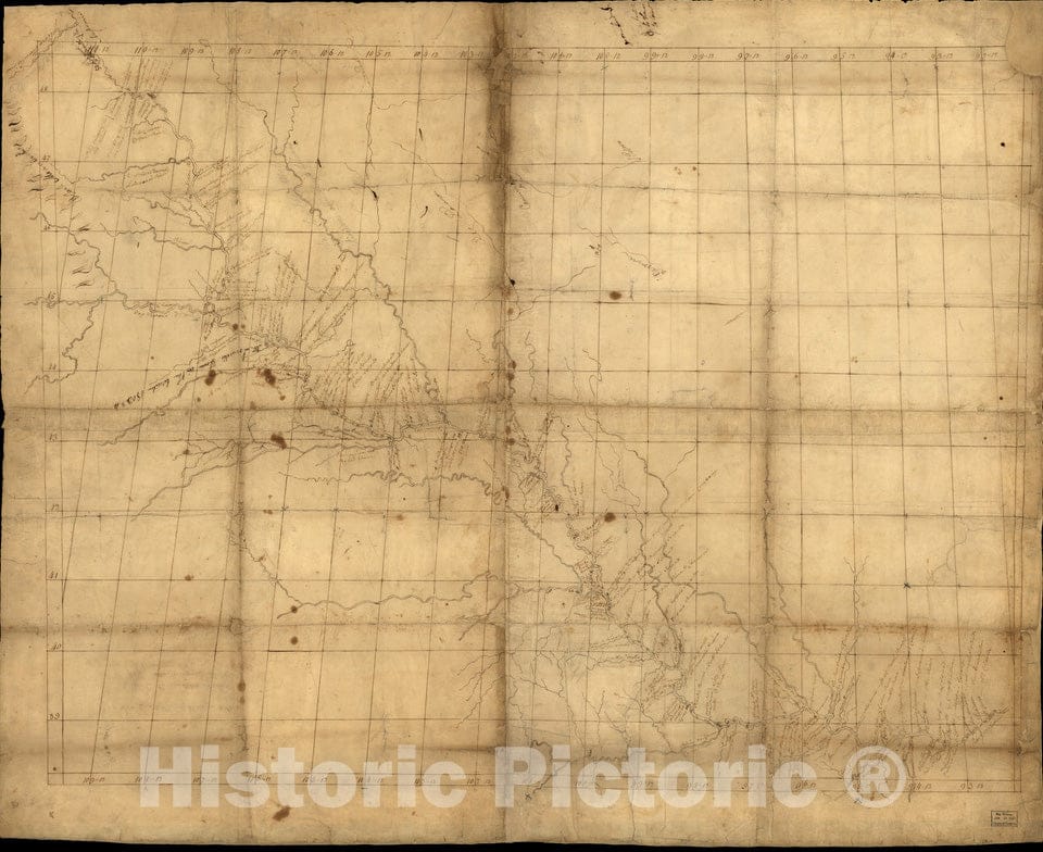 Historical Map, 1798 Map of Missouri River and Vicinity from Saint Charles, Missouri, to Mandan Villages of North Dakota, 1804, Vintage Wall Art