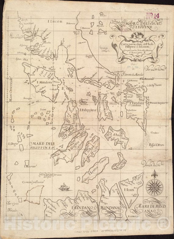 Historical Map, 1646-1647 Carta particolare dell'Isole Fillipine eI' di Luzon : la longitune. cominc.de l'Isola di Pico d'Asores : d'Asia Carta X, Vintage Wall Art