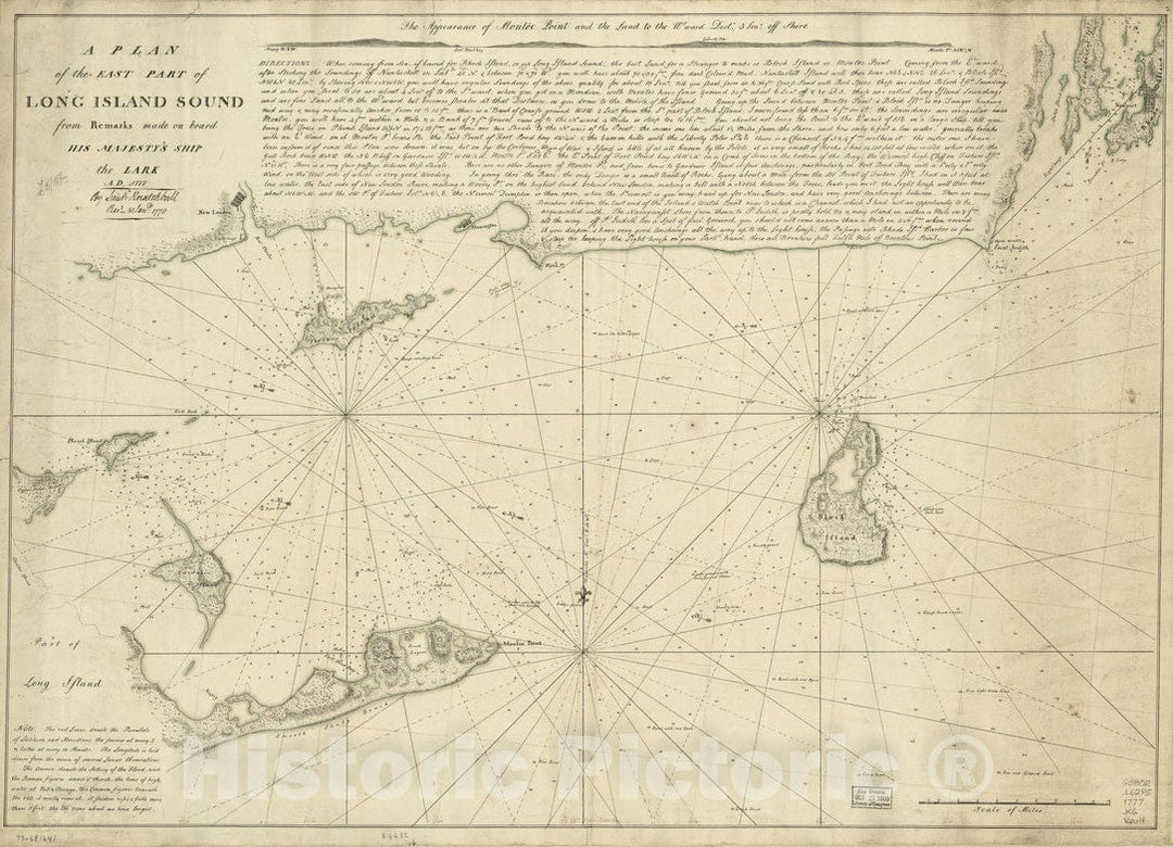 Historical Map, A Plan of The East Part of Long Island Sound : from remarks Made on Board His Majesty's Ship The Lark, A.D. 1777, Vintage Wall Art