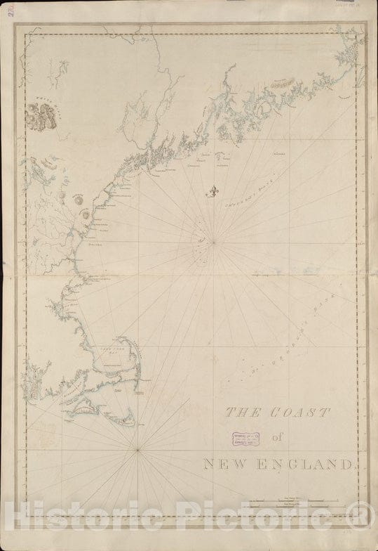 Historical Map, 1776 The Coast of New England, Vintage Wall Art