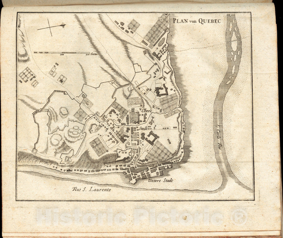 Historical Map, 1777 Plan von Quebec, Vintage Wall Art