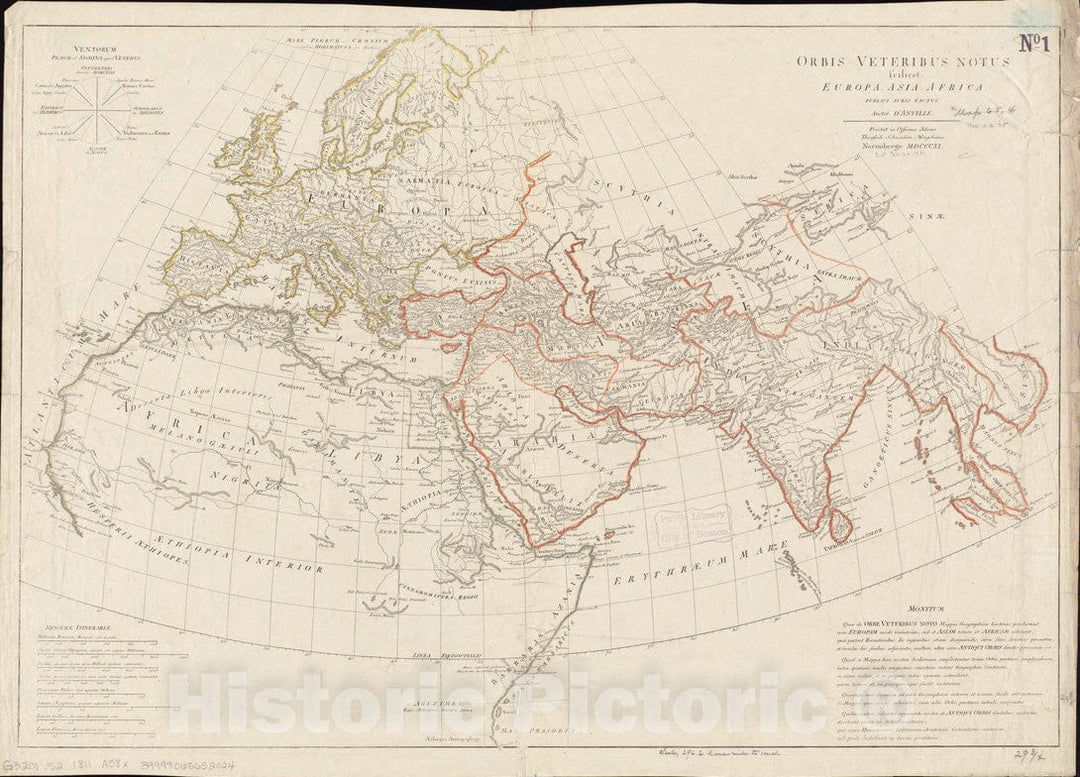 Historical Map, 1811 Orbis veteribus Notus scilicet: Europe, Asia, Africa publici juris factus, Vintage Wall Art