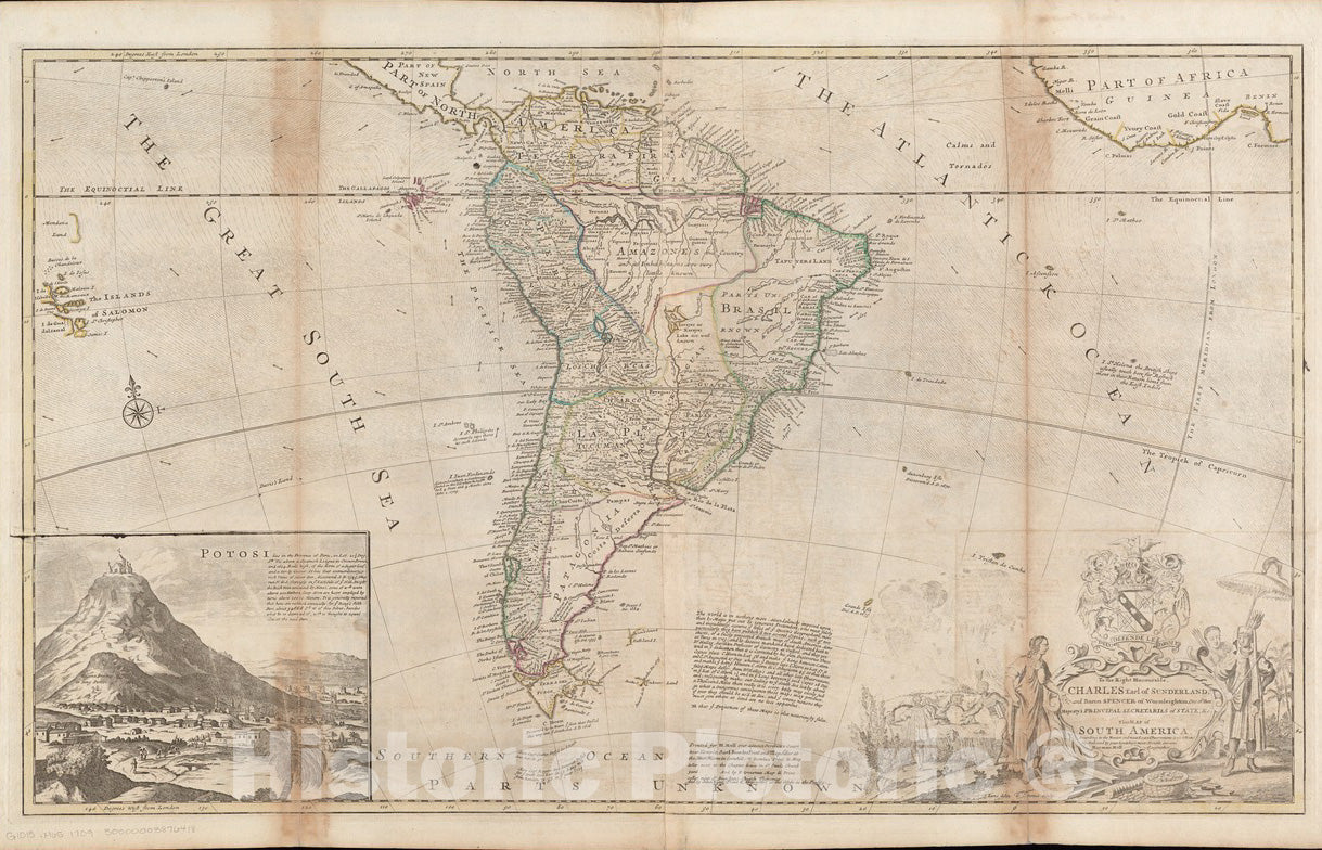 Historical Map, 1720 to The Right Honourable, Charles Earl of Sunderland, and Baron Spencer of Wormleighton, one of Her Majesty's Principal Secretaries of State, Vintage Wall Art