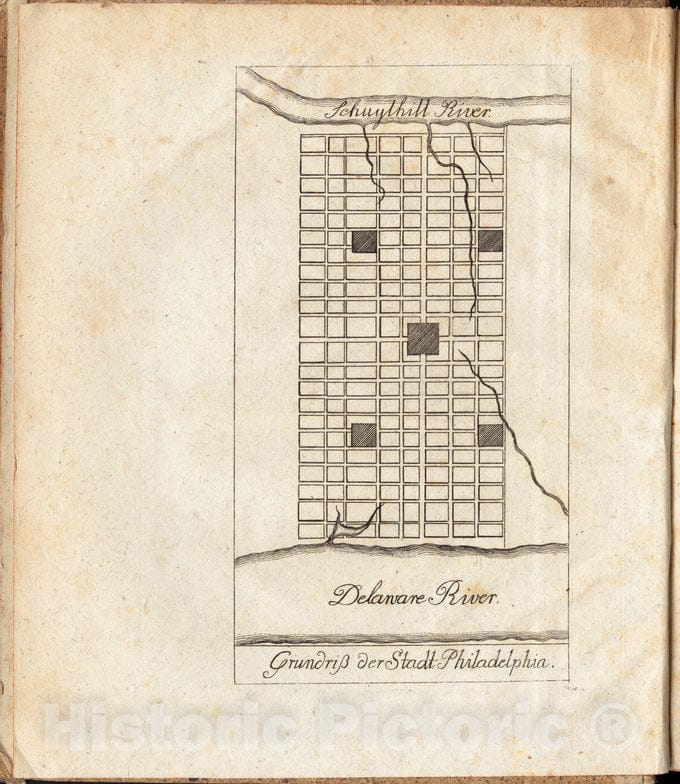 Historical Map, 1777 Grundriss der Stadt Philadelphia, Vintage Wall Art