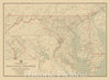 Historical Map, 1897 Post Route map of The States of Maryland and Delaware and of The District of Columbia Showing Post Offices with The Intermediate Distances, 1897, Vintage Wall Art