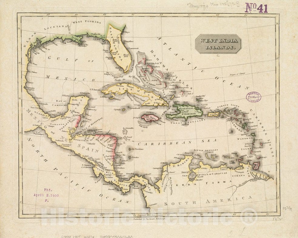 Historical Map, 1785 West India Islands, Vintage Wall Art