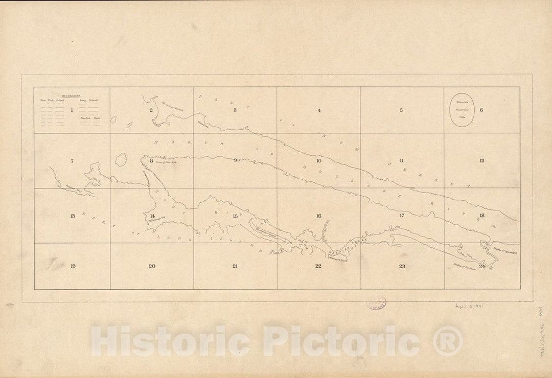 Historical Map, 1900 B. F. Stevens's Facsimile of The unpublished British Head Quarters Coloured Manuscript map of New York & Environs (1782), Vintage Wall Art