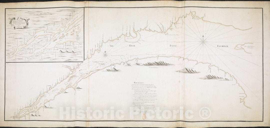 Historical Map, 1755 [Chart of The Saint Lawrence River from Anticosti to Quebec], Vintage Wall Art