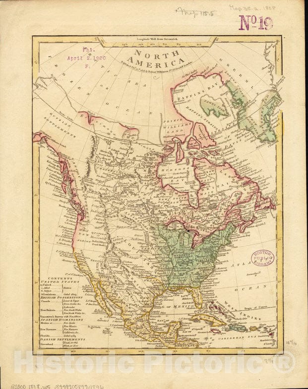 Historical Map, 1808 North America, Vintage Wall Art