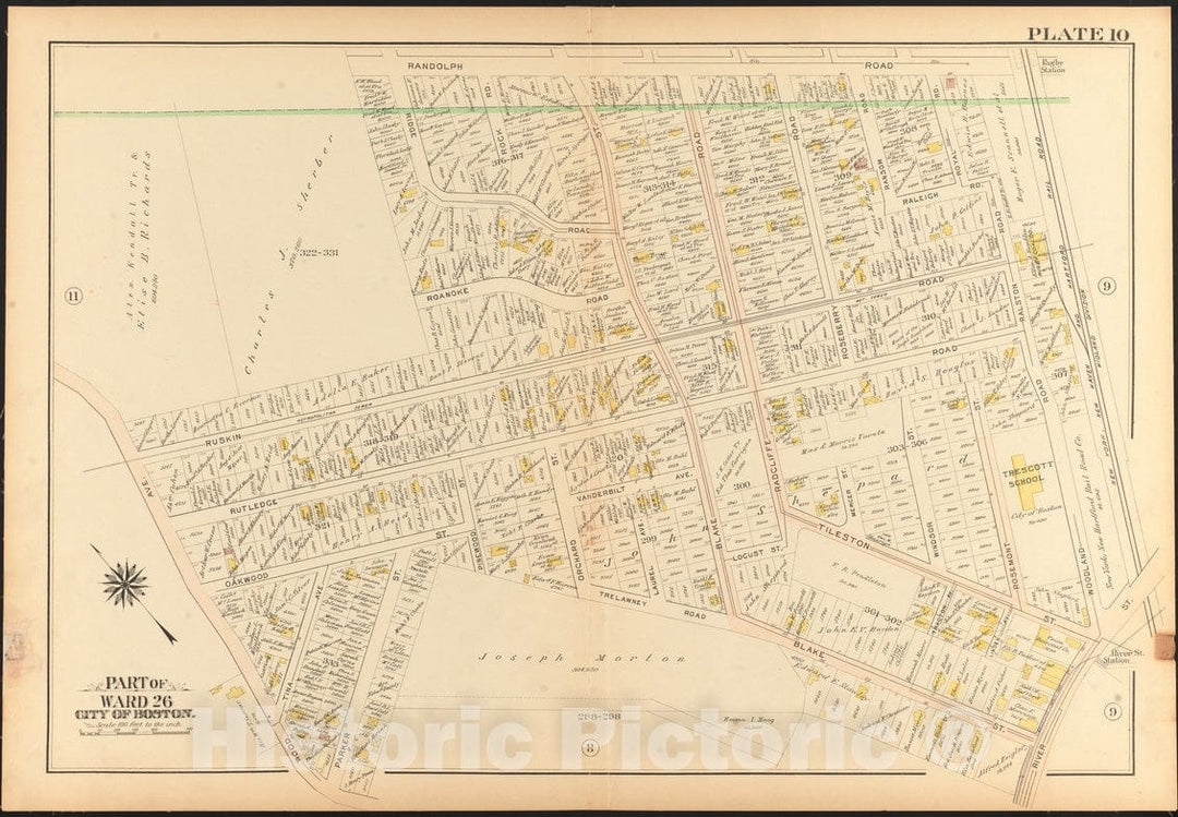 Historical Map, 1912 Atlas of The City of Boston, Ward 26, Hyde Park : Plate 10, Vintage Wall Art