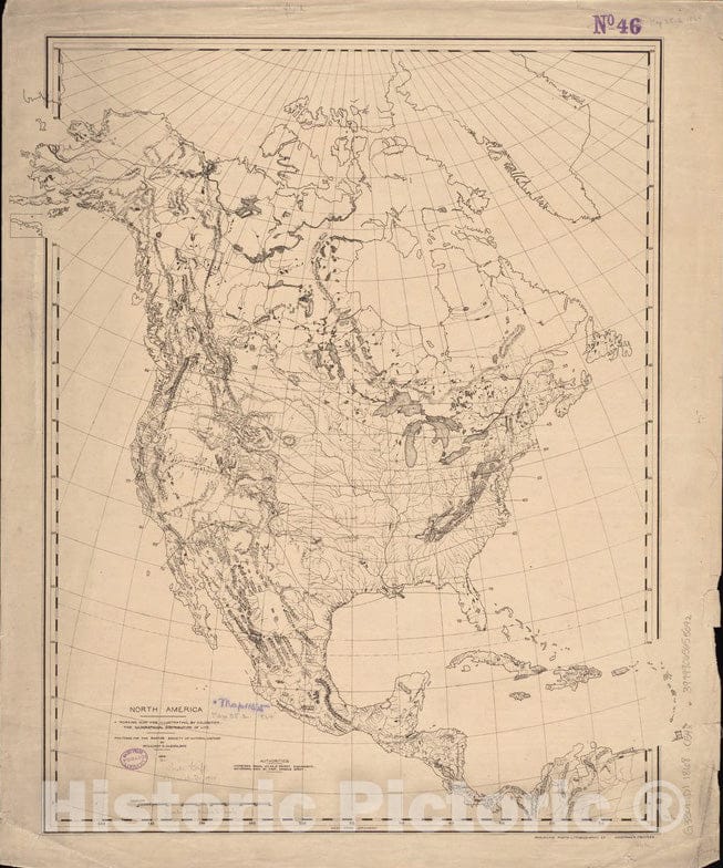 Historical Map, 1868 North America : a Working map for Illustrating, by Coloration, The Geographical Distribution of Life, Vintage Wall Art