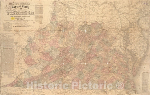 Historical Map, Lloyd's Official map of The State of Virginia from Actual surveys by Order of The Executive, 1828 & 1859, Vintage Wall Art
