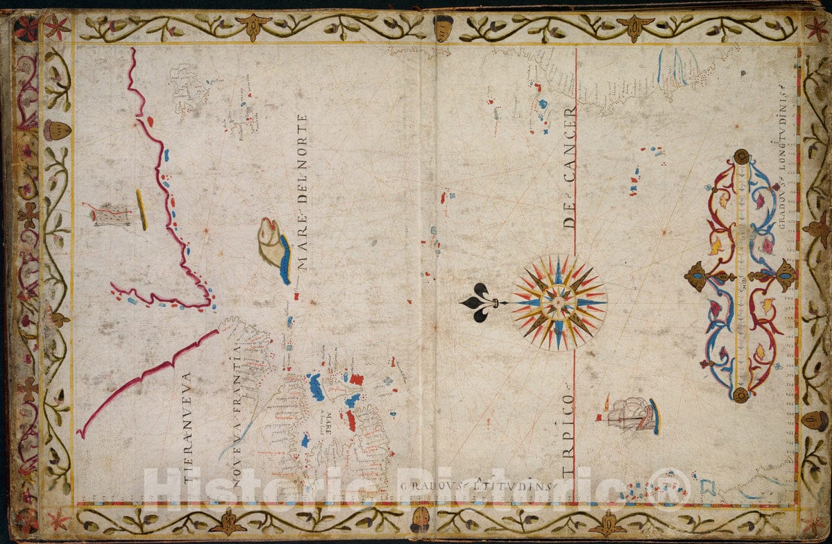 Historical Map, ca. 1620 Northeastern North America and North Atlantic Ocean, Vintage Wall Art