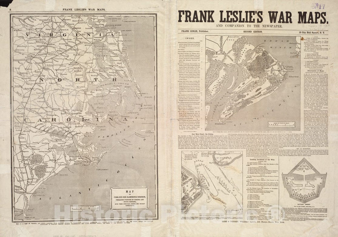 Historical Map, 1861 Frank Leslie's war maps and Companion to The Newspaper [Pages 8 and 1], Vintage Wall Art