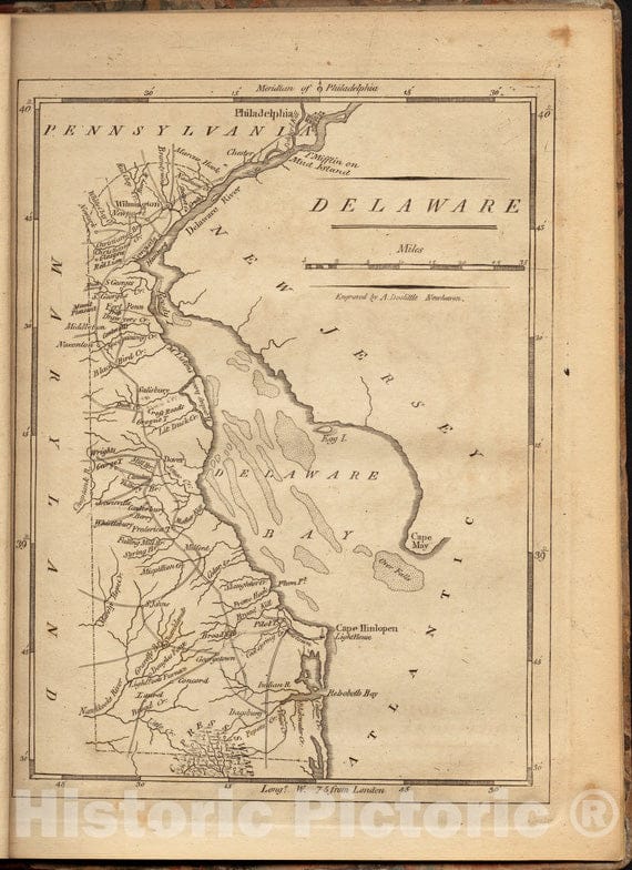 Historical Map, 1806 Delaware, Vintage Wall Art