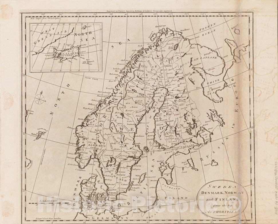 Historical Map, 1800 Sweden, Denmark, Norway and Finland : from The Best Authorities, Vintage Wall Art