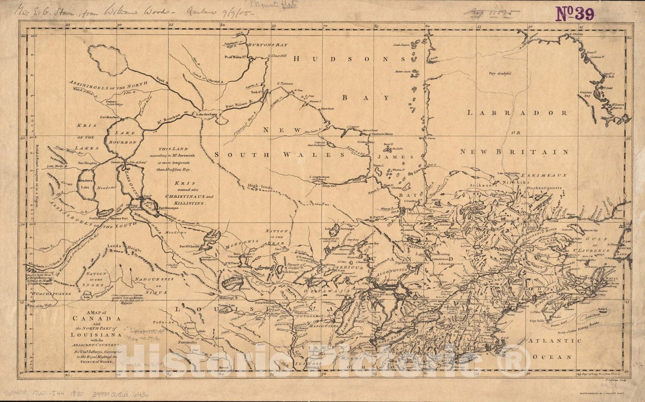 Historical Map, 1850-1859 A map of Canada and the north part of Louisiana with the adjacent countrys, Vintage Wall Art