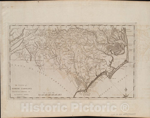 Historical Map, 1800 The State of North Carolina from The Best Authorities, et Cetera, Vintage Wall Art