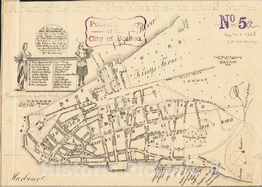 Historical Map, 1860-1869 A Plan of The City of New York from an Actual Survey, Vintage Wall Art