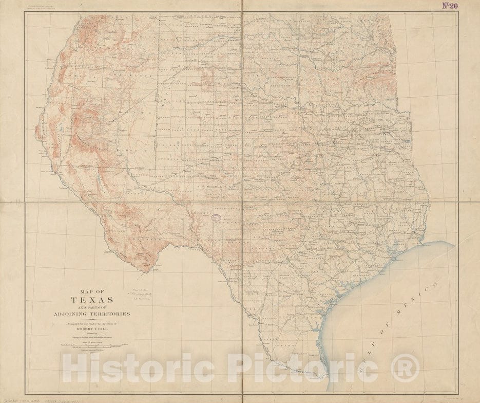 Historical Map, 1900 Map of Texas and Parts of adjoining Territories, Vintage Wall Art