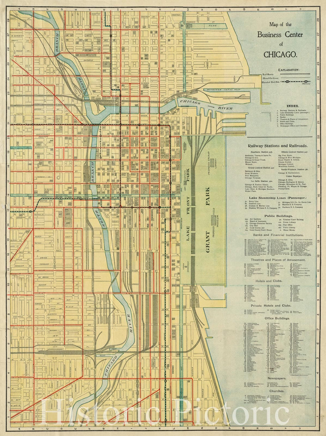 Historic Map of The Business Center of Chicago (IL),c1909 - Wall Art